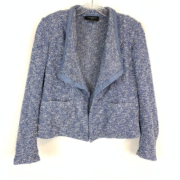 Talbots Blue Tweed Open Front Blazer Jacket - Picture 1 of 5